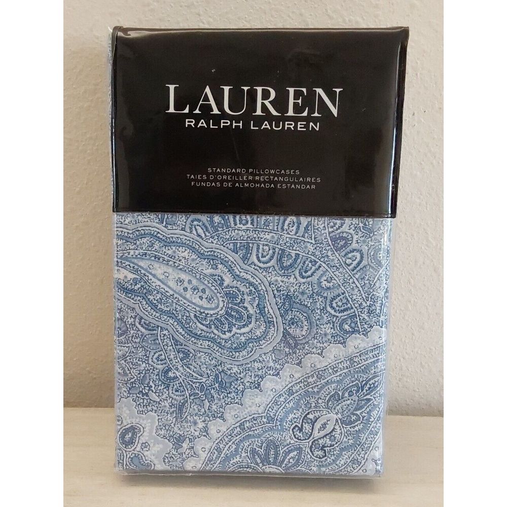 Ralph Laren LAUREN FLANNEL Cotton BANTRY PAISLEY Blue 2 Standard Pillowcases